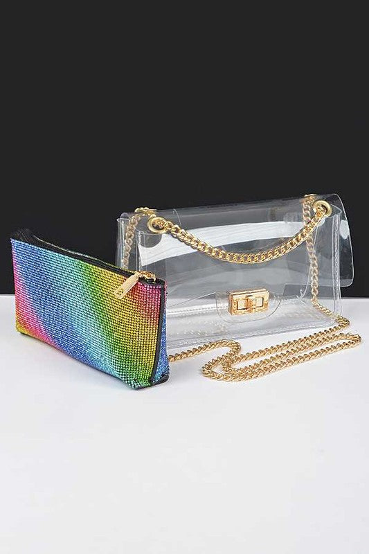 2 IN 1 CLEARED CONVERTIBLE STADIUM BAG SET | MODERN EMPORIUM