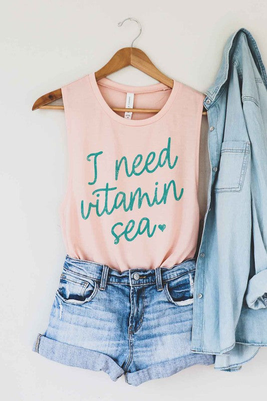 I NEED VITAMIN SEA GRAPHIC MUSCLE TANK