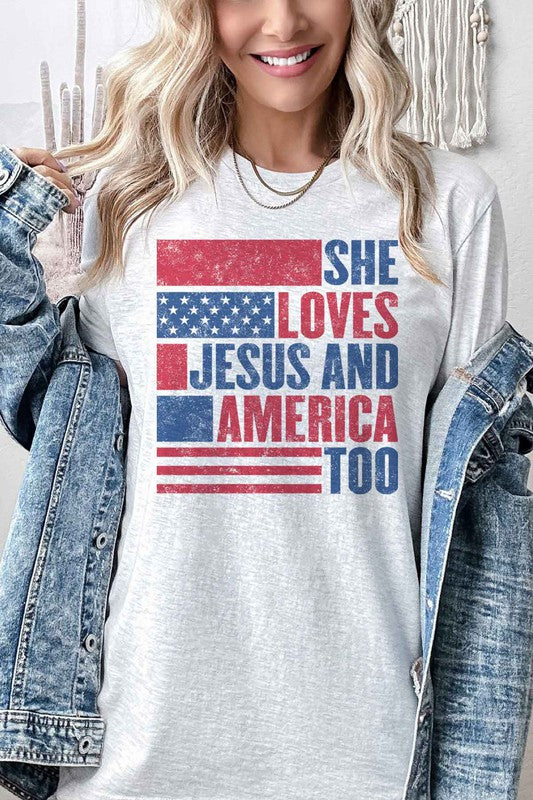 LOVES JESUS AND AMERICA OVERSIZED TEE / T-SHIRT