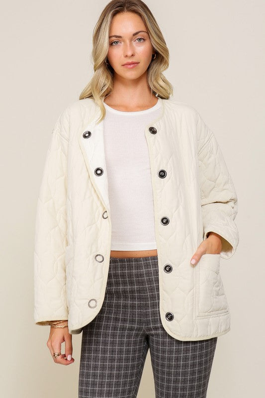 Quilted Puffer Jacket with Pockets