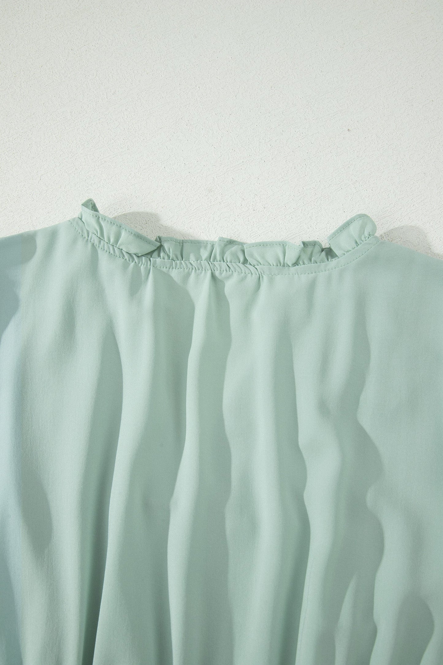 Solid V-Neck Short Puff Sleeve Tiered Maxi Dress