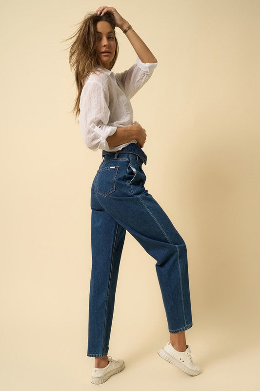 High Rise Flap Waisted Relaxed Jeans | Modern Boutique Fashion