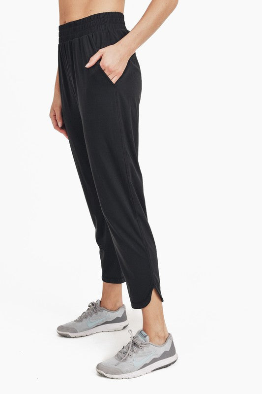 Athleisure Joggers with Curved Notch Hem