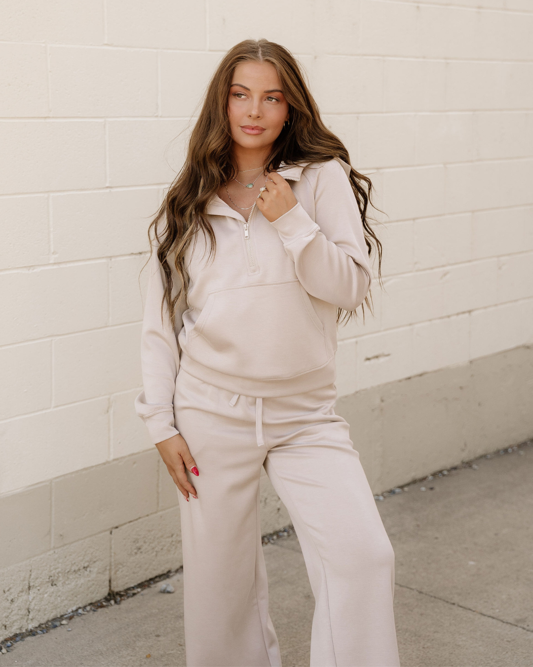 Harlow Half Zip Thumbhole Sleeve Hoodie Active Pants 2pcs Outfit