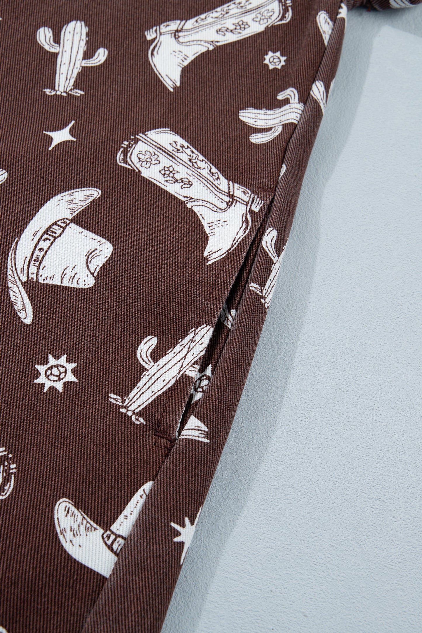 Western Cowgirl Cactus Raw Edge Denim Dress