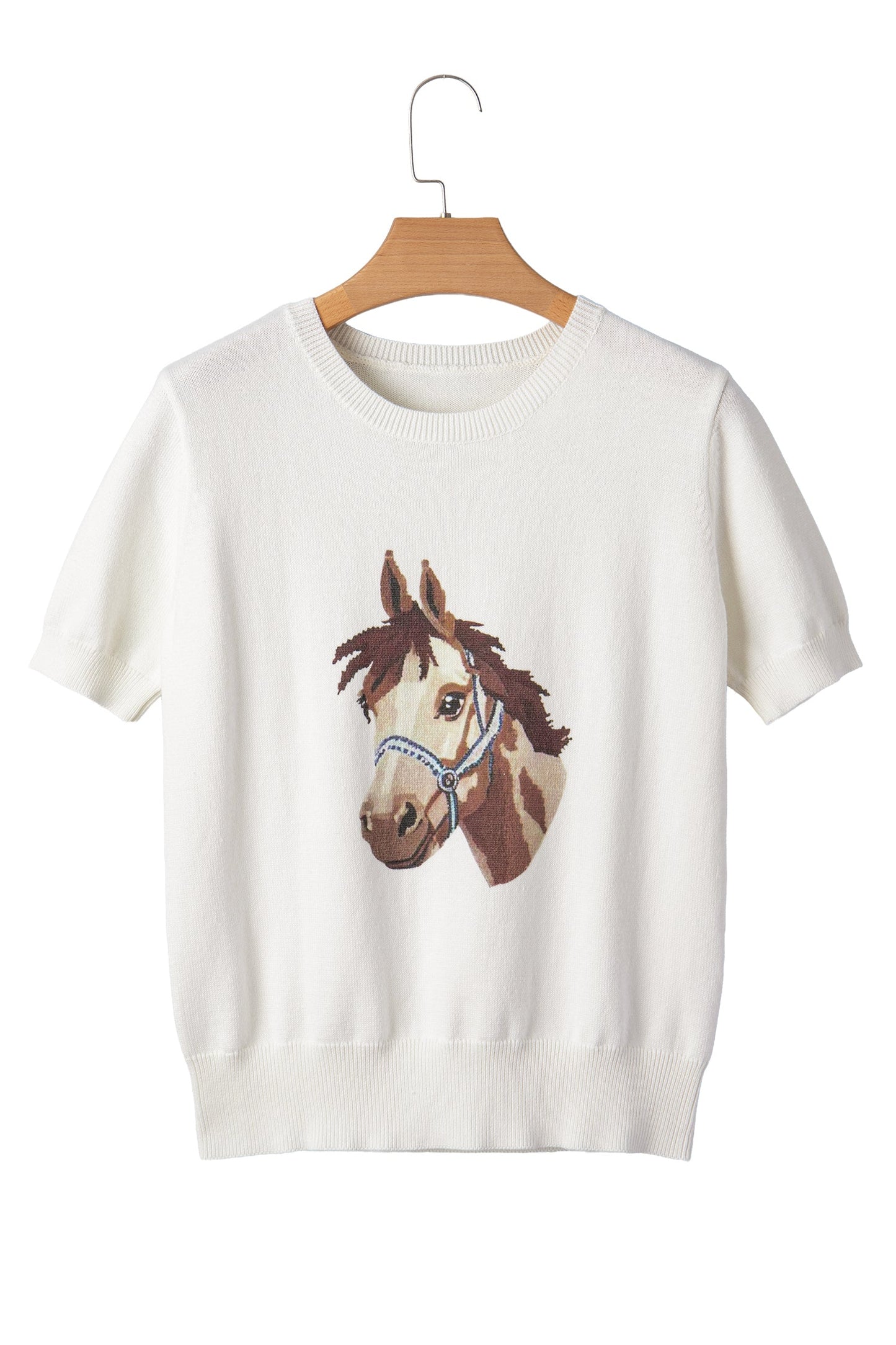 Western Horse Head Short Sleeve Sweater