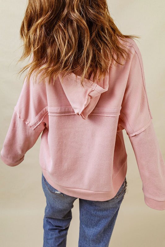 Ellanaya Solid Patchwork Trim Hoodie