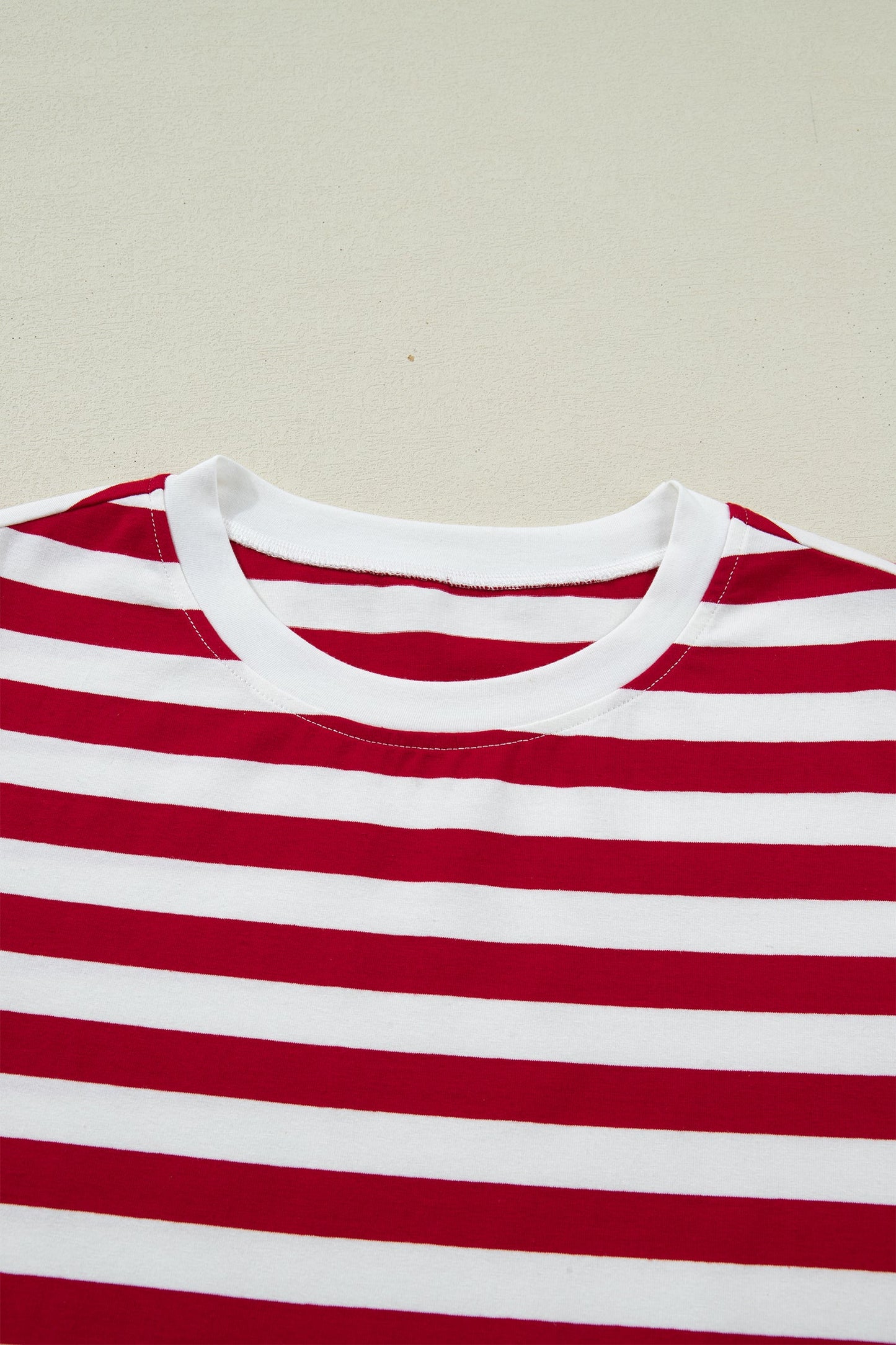 Stripe Patchwork Round Neck Short Sleeve T-Shirt