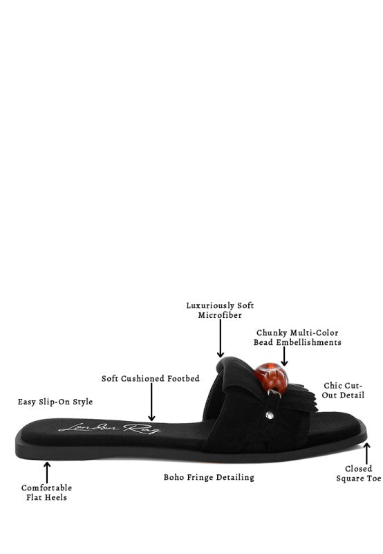 Dinasa Beaded Slip on Flats Sandals