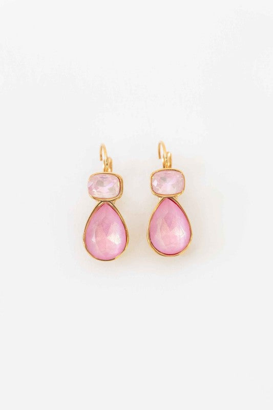Stone Hook Earrings Pink