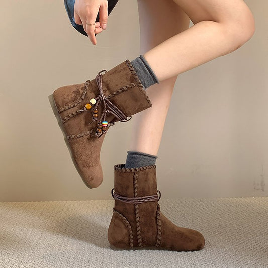 Women's Vintage Tassel Suede Ankle Boots – Invisible Heightening Slim-Fit