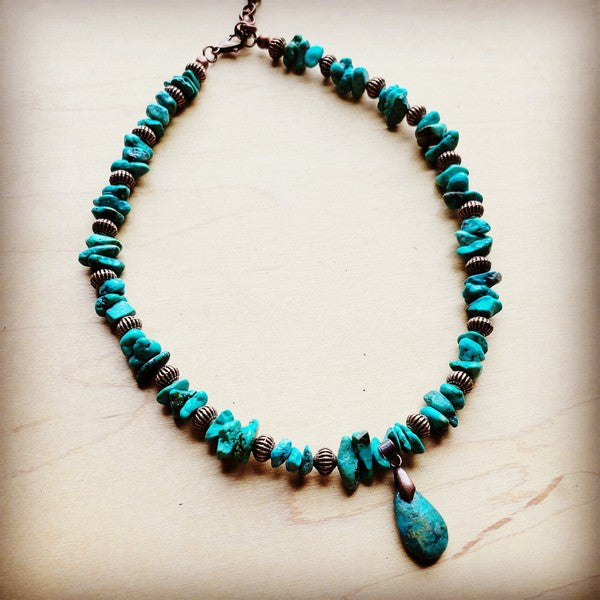 XX-GENUINE TURQUOISE NECKLACE W/ TEARDROP PENDANT | MODERN EMPORIUM - Modern Emporium Boutique