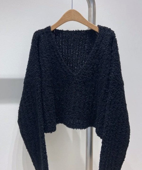 V neck crop sweater