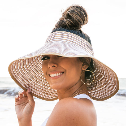 Foldable Bow Stripe Visor Hat