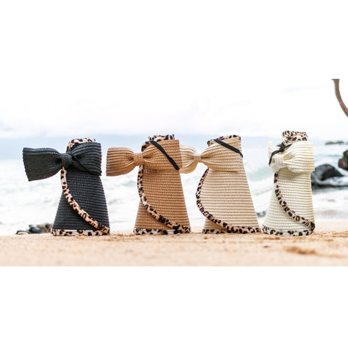 Leopard Trim Foldable Bow Visors Hat
