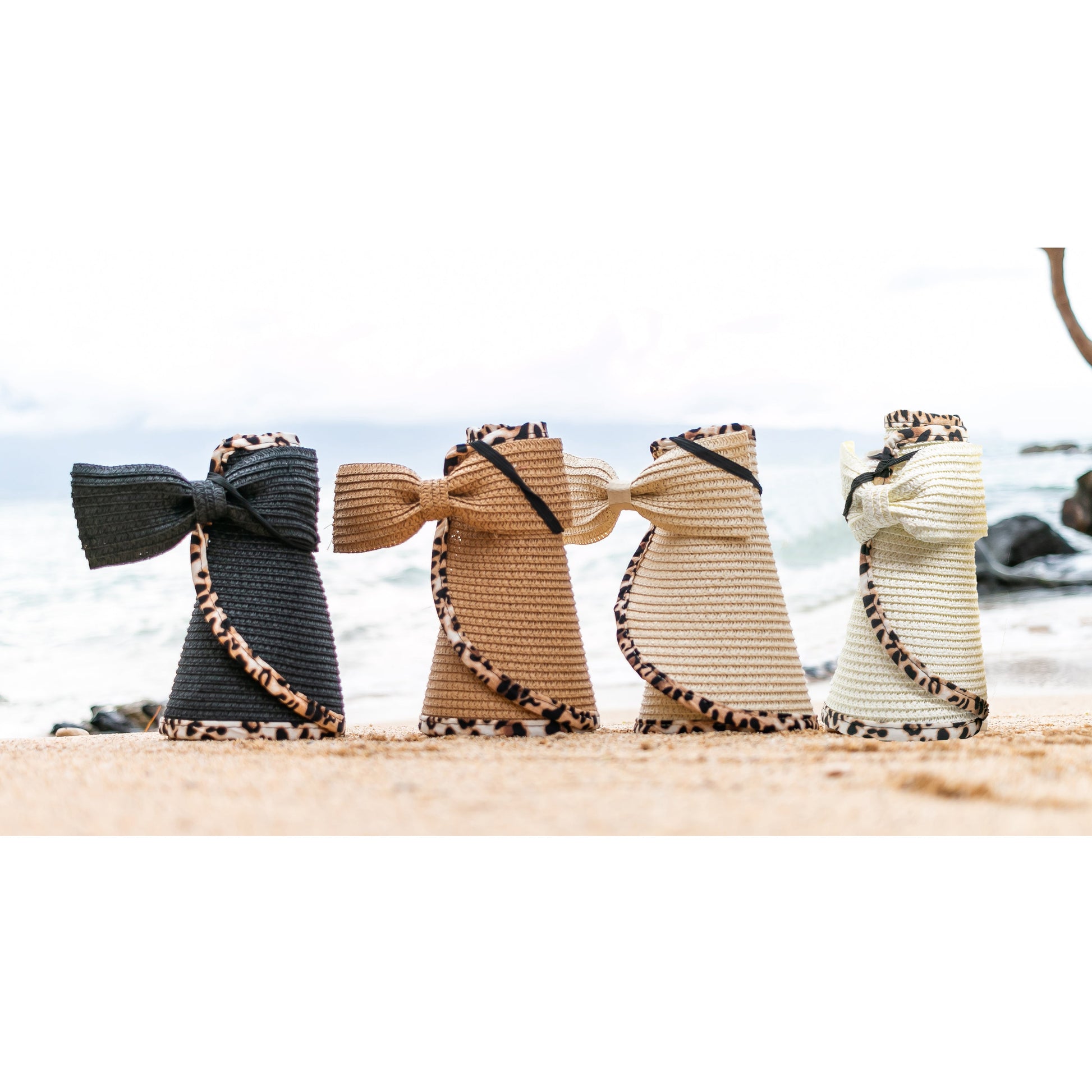 Leopard Trim Foldable Bow Visors Hat
