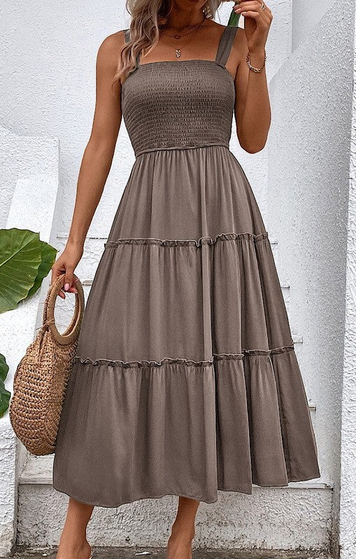 Smocked midi dress