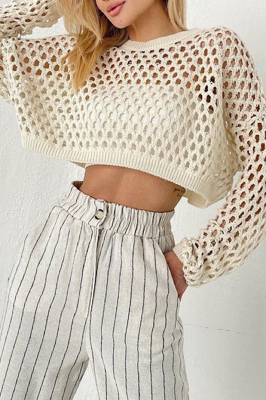 Open knit cropped top