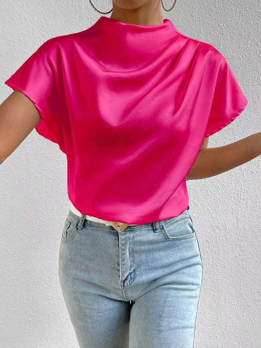 Mock Neck Satin Blouse | Modern Boutique Fashion