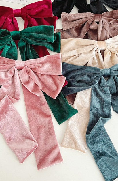 Clip Velvet Long Barrette Hair Bows | Modern Boutique Fashion