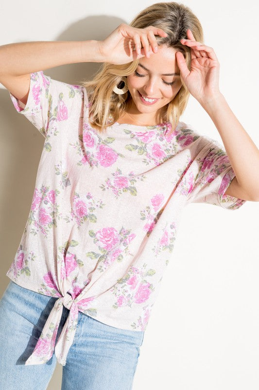 FLORAL PRINT TRIBLEND TOP