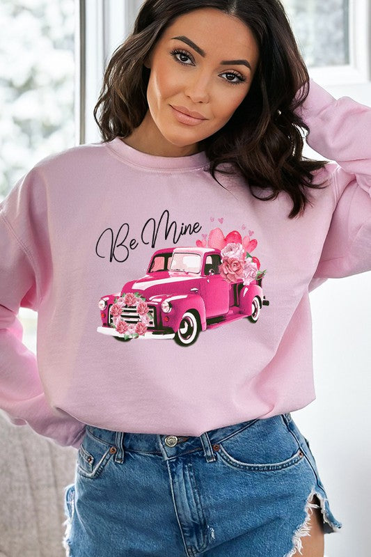 Valentine's Day Be Mine Pink Truck Sweatshirt