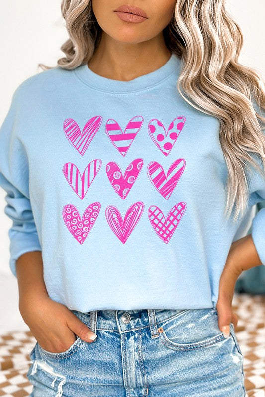 Valentine's Day Pink Doodle Heart Sweatshirt