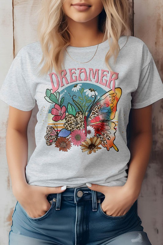 Retro Vintage Dreamer Butterfly Graphic T-Shirt