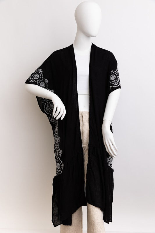 Boho Tribal Embroidered Longline Kimono