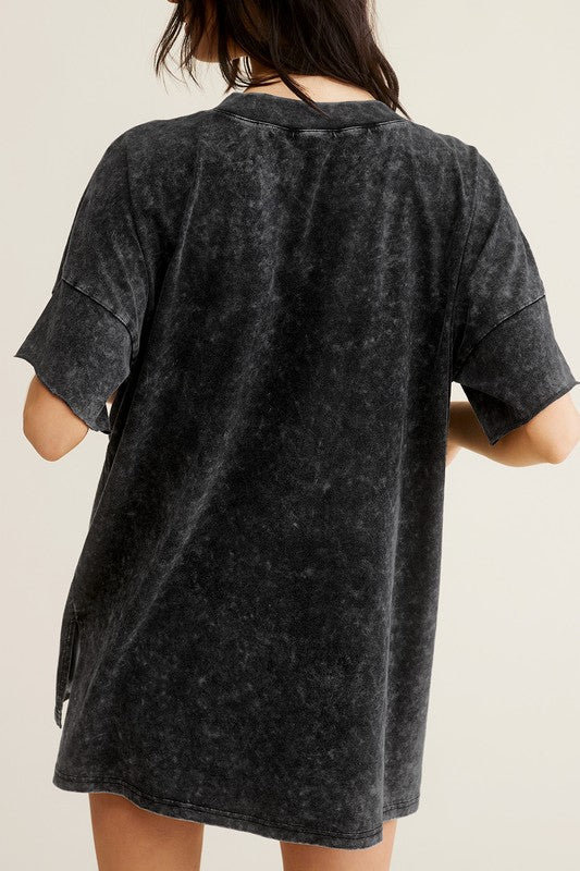 Mineral Washed Oversized Short Sleeve Top