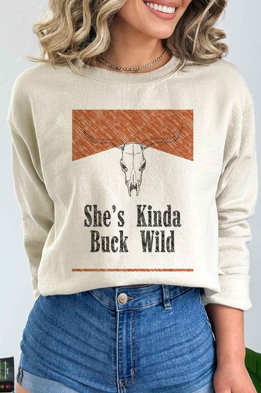 SHES KINDA BUCK WILD GRAPHIC SWEATSHIRT