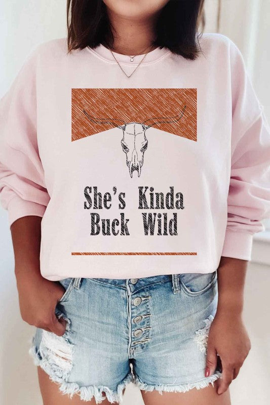 SHES KINDA BUCK WILD GRAPHIC SWEATSHIRT