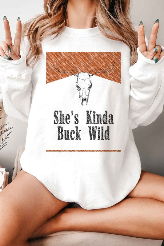 SHES KINDA BUCK WILD GRAPHIC SWEATSHIRT