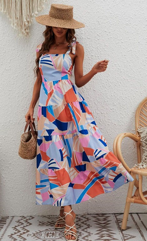 Tie Shoulder Maxi Dress