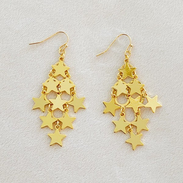 Nine Stars Lined Chandelier Earring