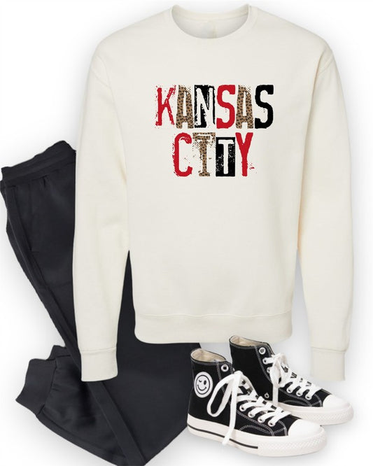 Kansas City Leopard Graphic Crew Neck Sweatshirt