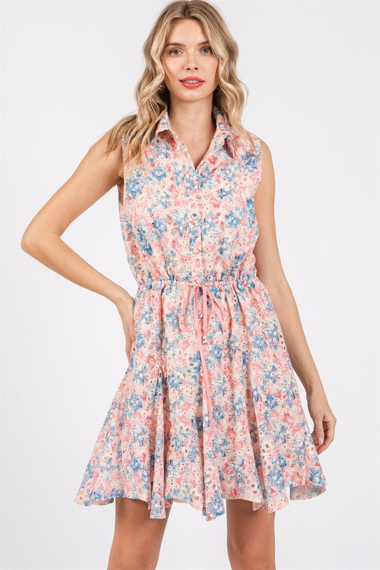 Floral Eyelet Mini Dress