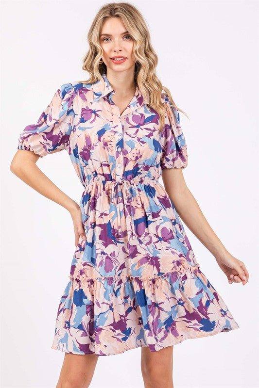 Floral Mini Shirt Dress