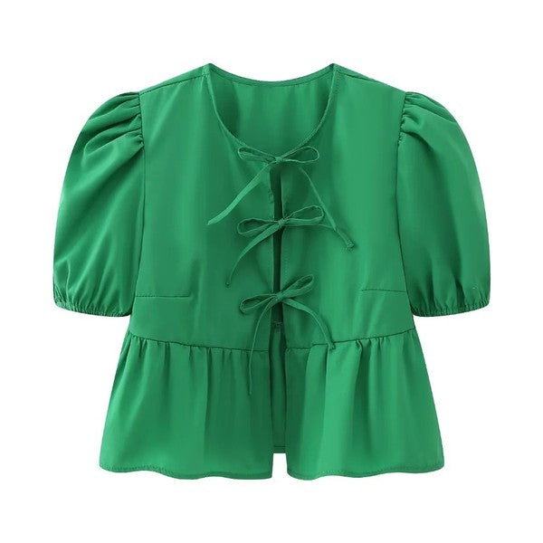 Front-Tie Peplum Blouse | Modern Boutique Fashion