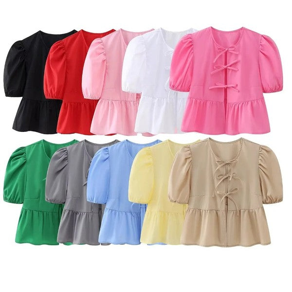 Front-Tie Peplum Blouse | Modern Boutique Fashion