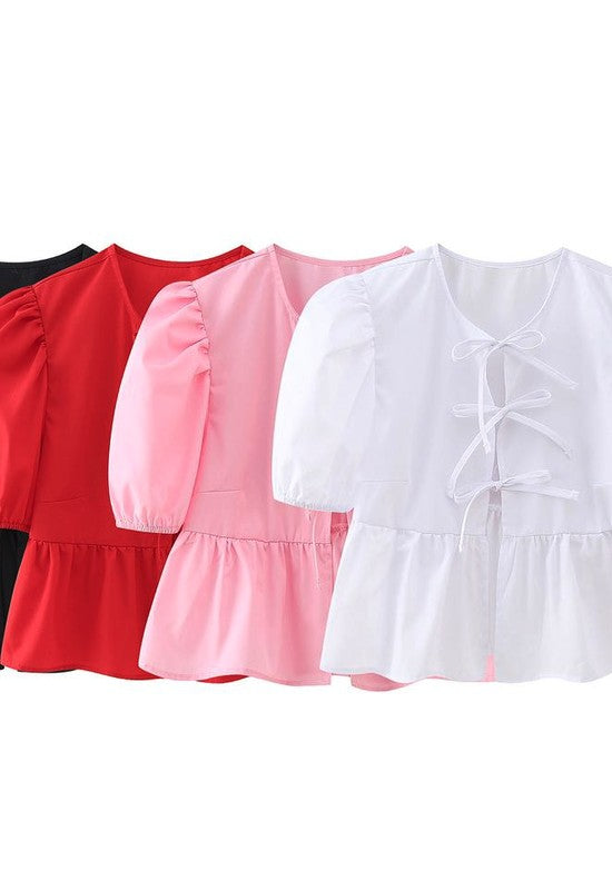Front-Tie Peplum Blouse | Modern Boutique Fashion