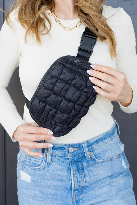 Anya Quilted Puffer Sling Belt Fanny Bum Bag | Modern Emporium