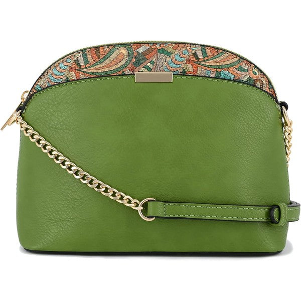 Paisley Accent Small Dome Crossbody Bag