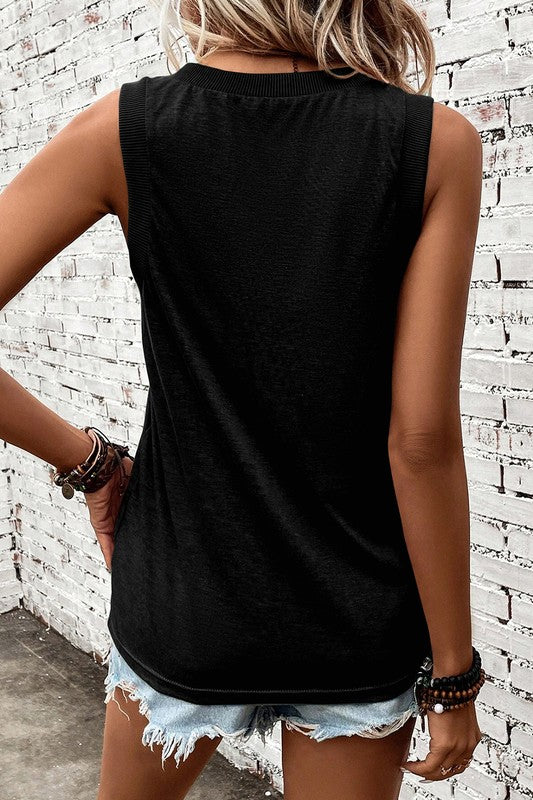 Contrast Trim V-Neck Loose Fit Tank Top