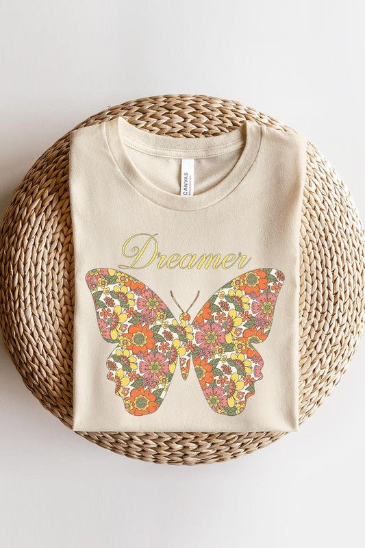 Dream Floral Butterfly Graphic T Shirts