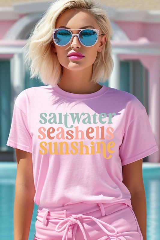 Saltwater Seashells Summer Graphic T Shirts
