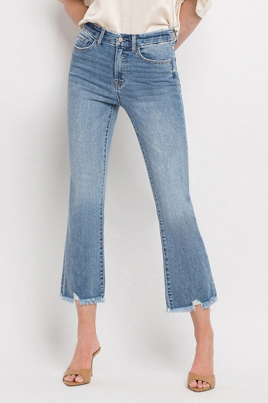 High Rise Crop Flare Jeans