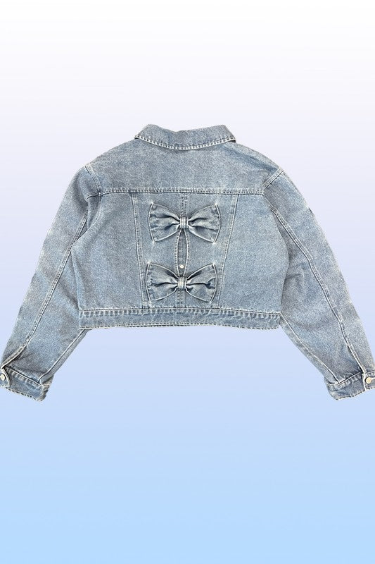 Cropped Bow denim jacket