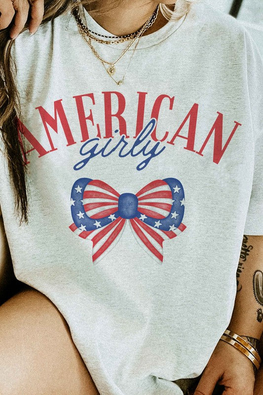 AMERICAN GIRLY BOW GRAPHIC TEE