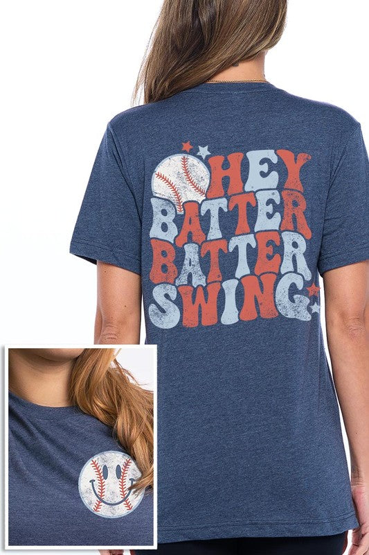 Batter Swing Baseball Front Back Graphic T Shirts